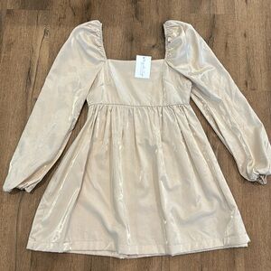 NWT Lalavon Cream Metallic Dress
